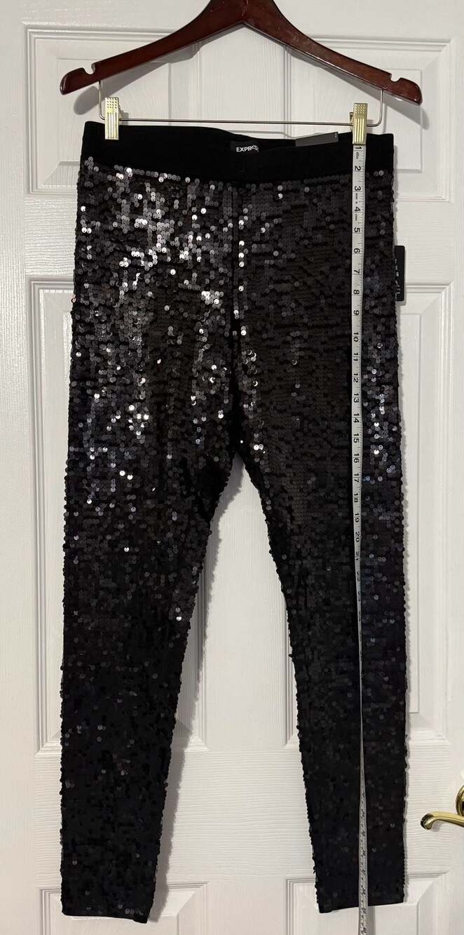 Express High Rise Sequin Leggings Black Size M
